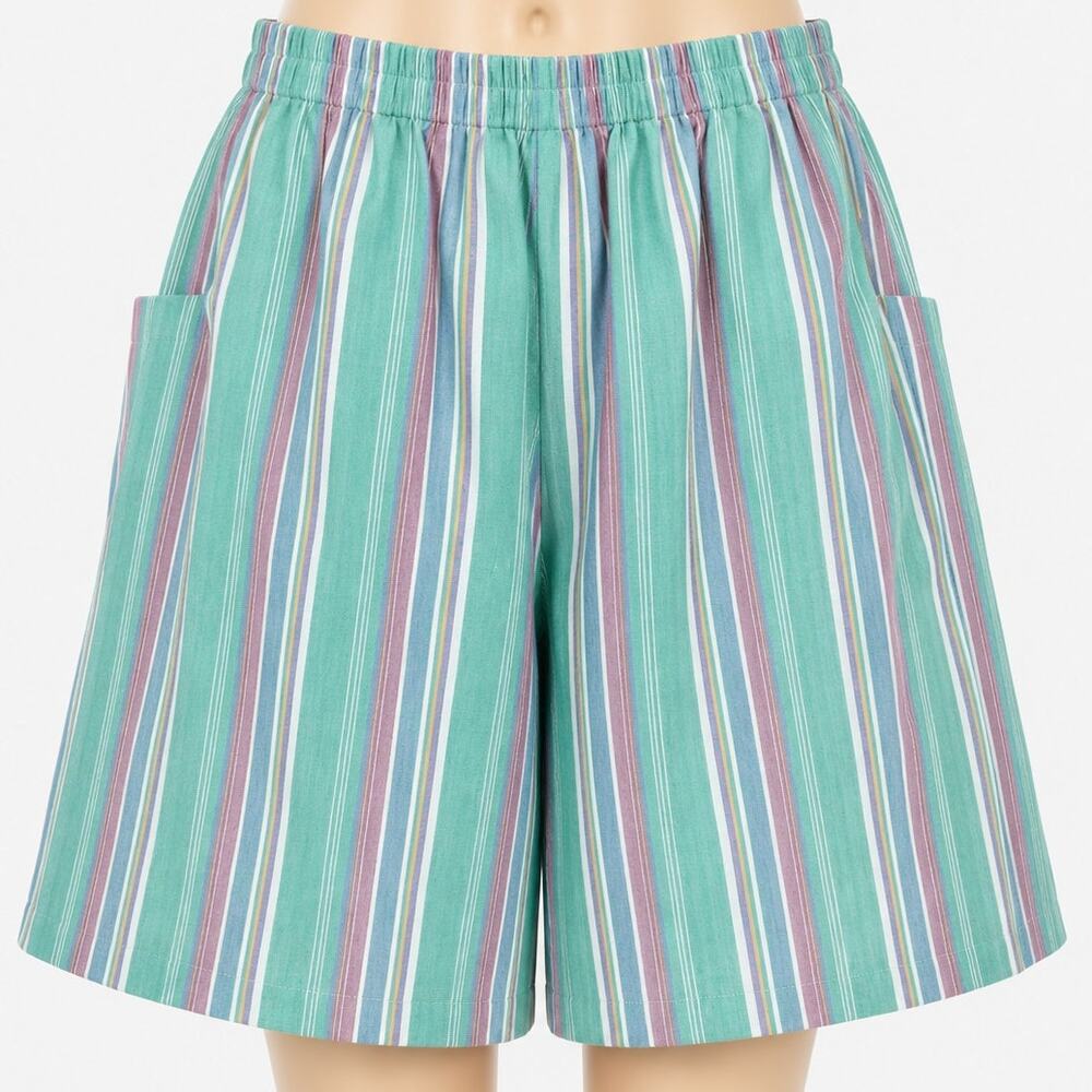 Vintage Cristin Stevens Striped Pocketed Culottes Womens Size 12 Wide Leg Shorts